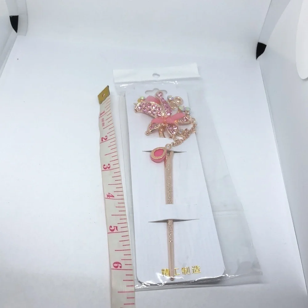 RHINESTONE Metal Hair Stick Chinese Asian Hairpin Chignon  Regal New